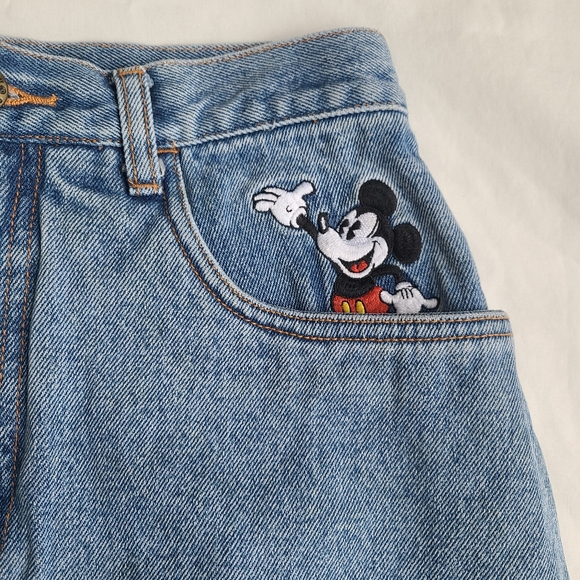 The Disney Store Vintage Peace Love and Micky Mouse Jean Skirt - Picture 2 of 7